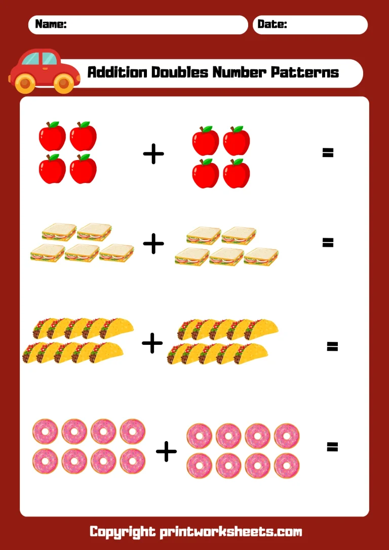Addition Doubles Worksheets Free for kids