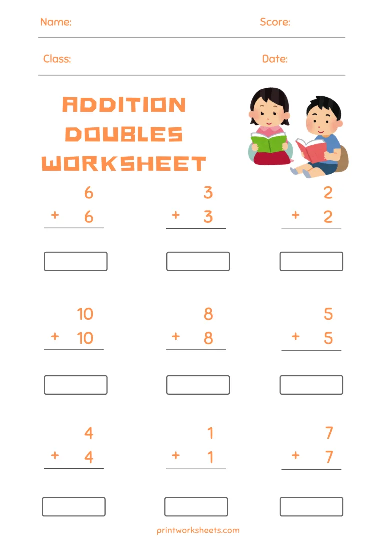 Addition Doubles Worksheet