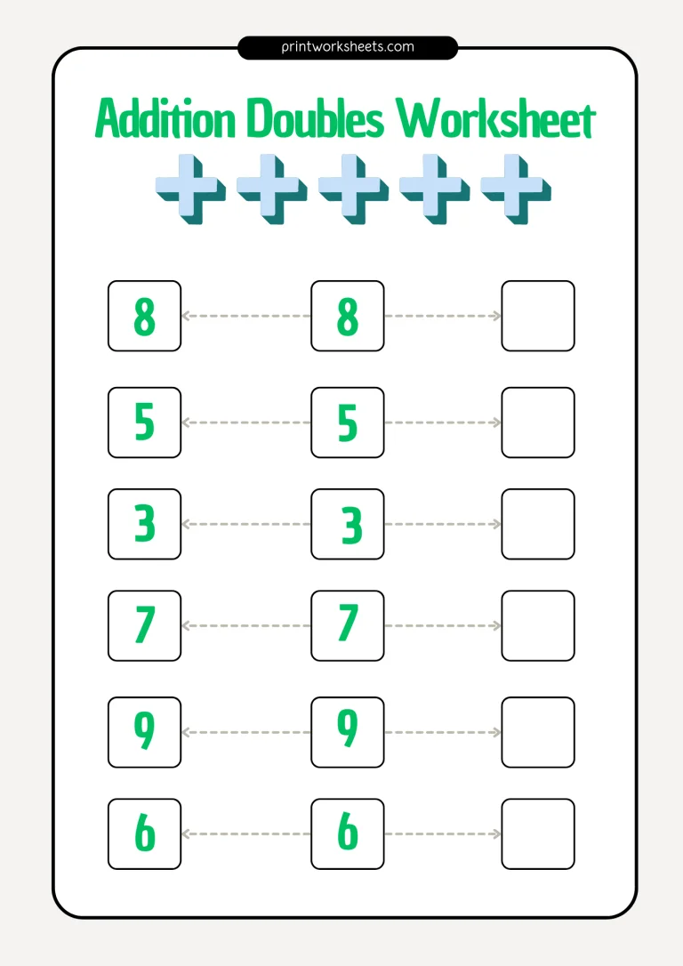 Addition Doubles Worksheet Free