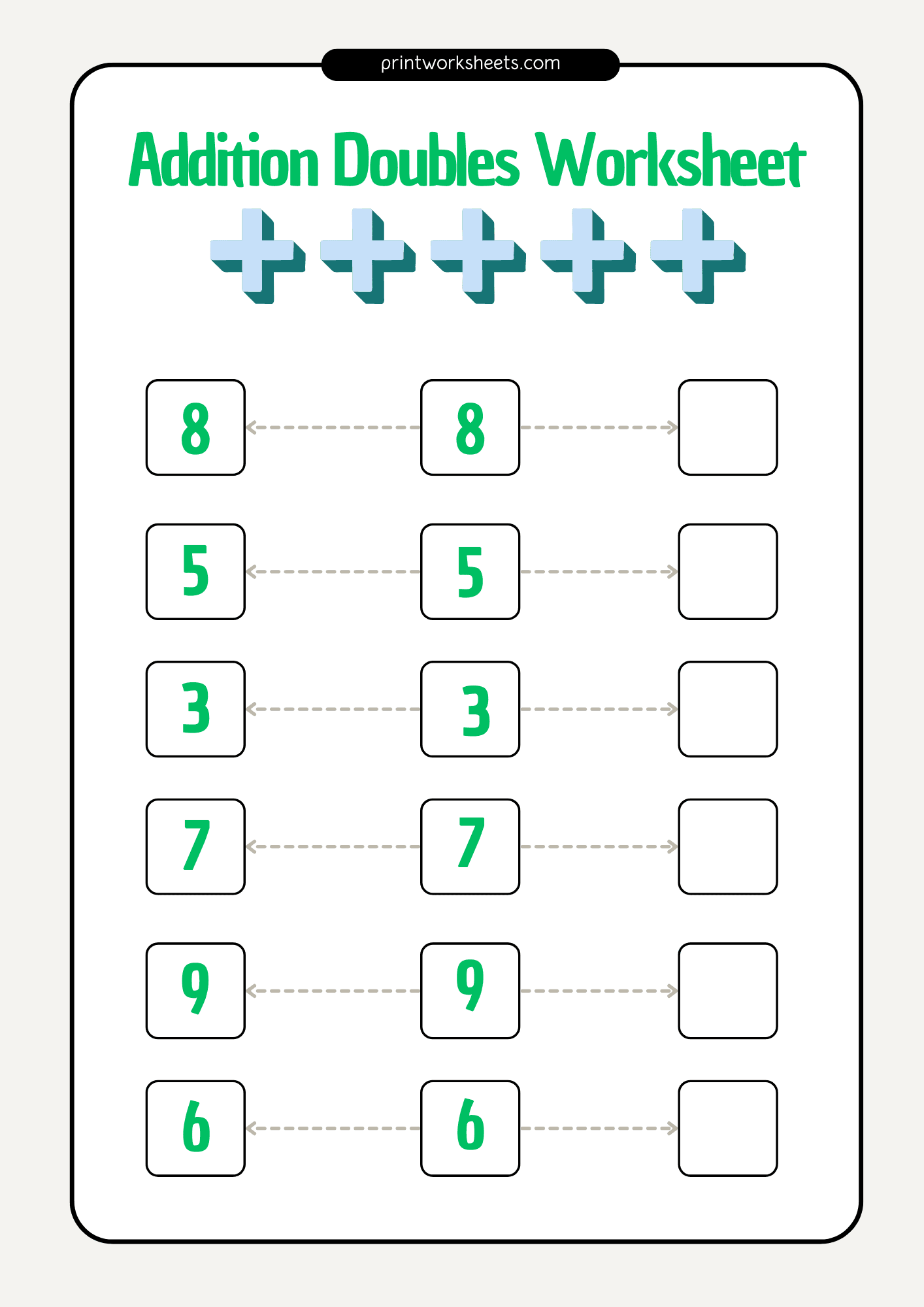 Adding Doubles Worksheet.pdf Addition Doubles Worksheet Kindergarten Free Printable PDF