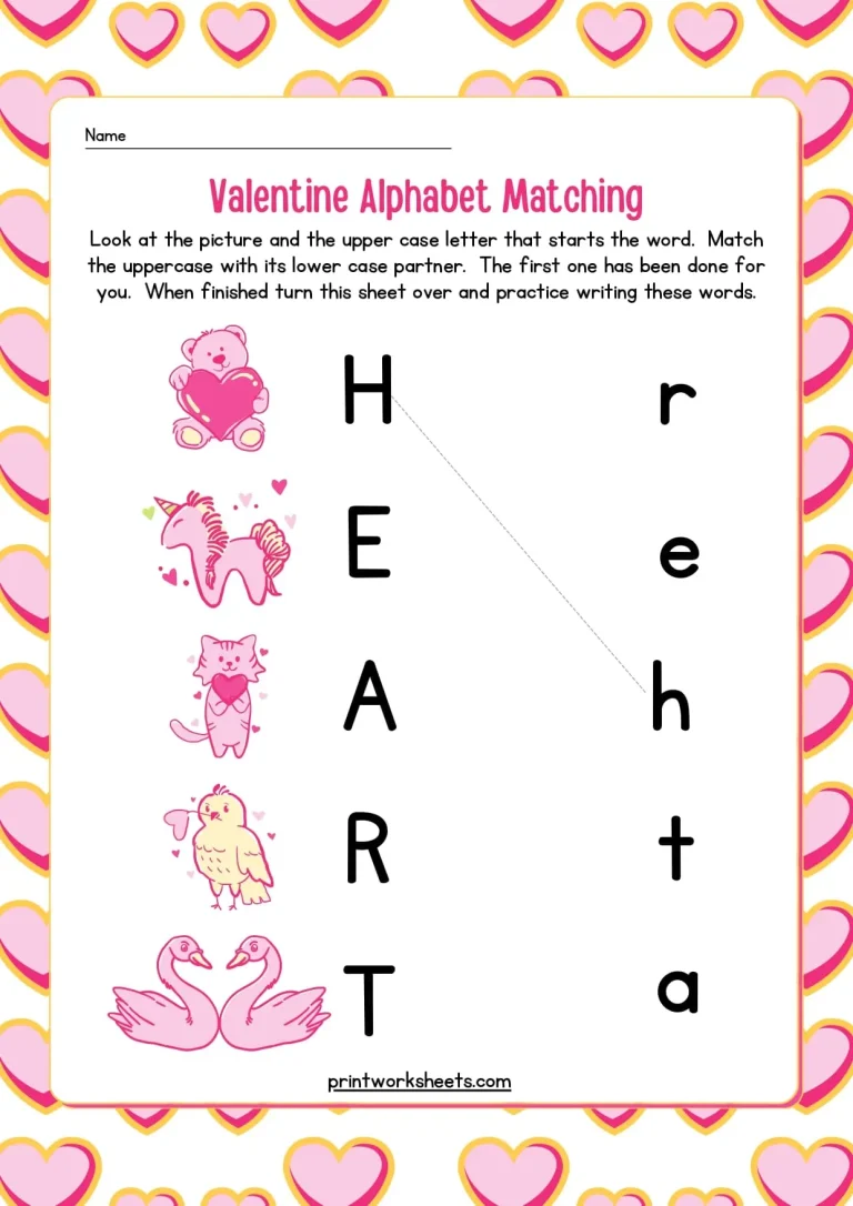 Alphabet and Number Valentine's Matching Game