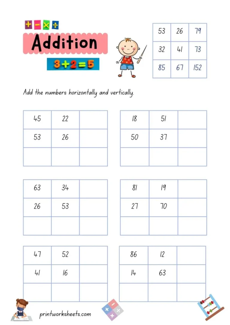 Basic Addition of Number Worksheet