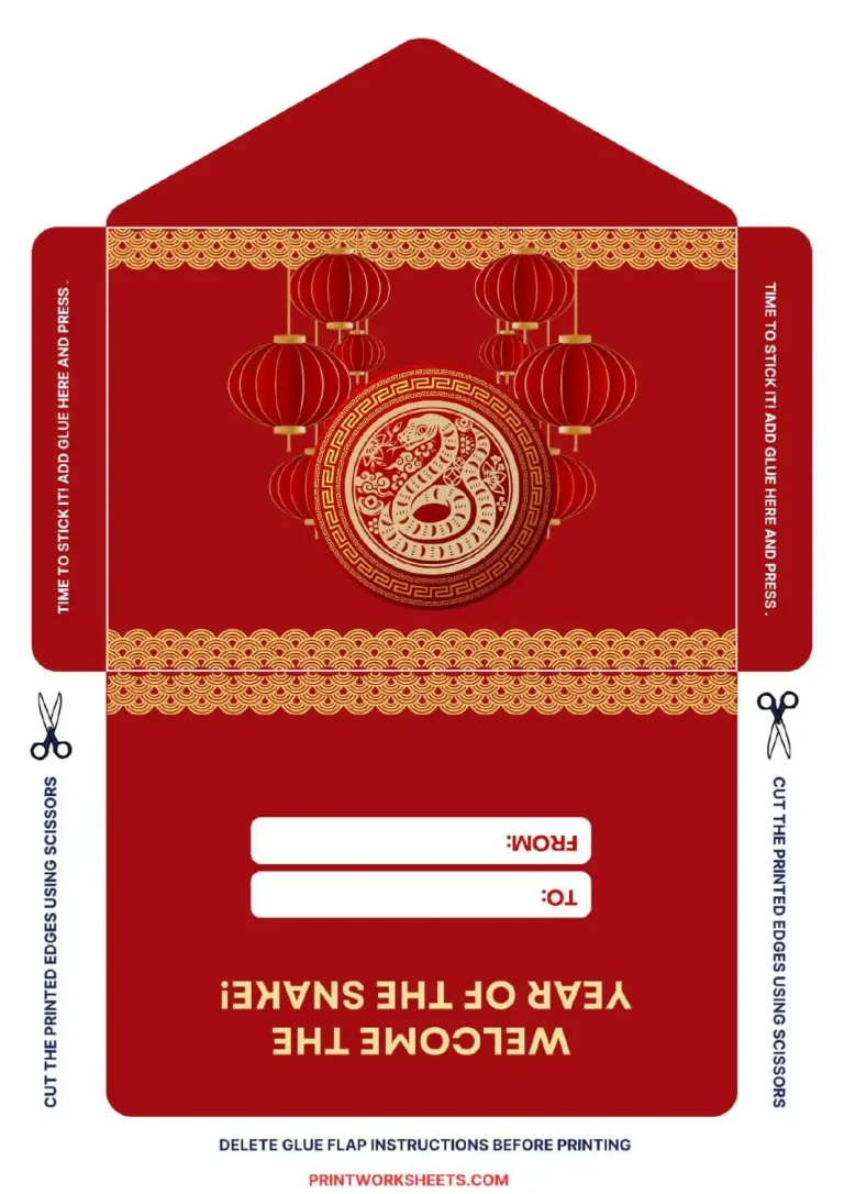 Chinese New Year Worksheets Envelope Template Free - Worksheet Image