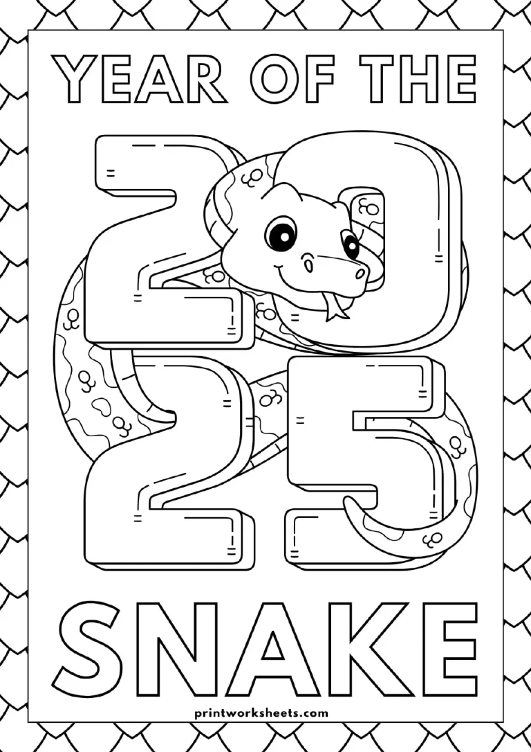 Chinese New Year Snake Coloring Page Printable