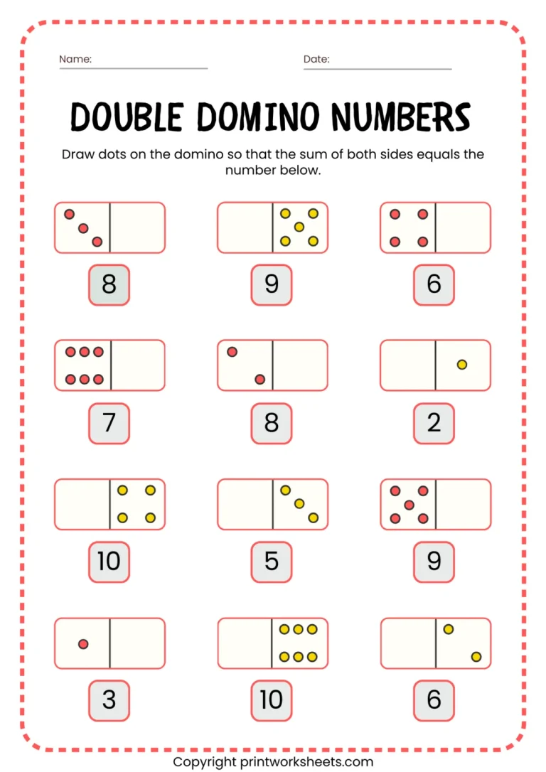Addition Doubles Worksheets Free Printable Domino Dots