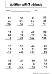 Double Digit Addition with 3 Addends Worksheets