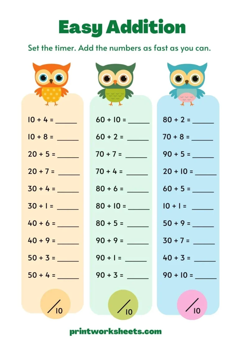 Easy Addition Worksheet
