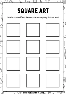 Art and Crafts Worksheet - Kindergarten Square Art Creativity Challenge Free Printable | Free Printable
