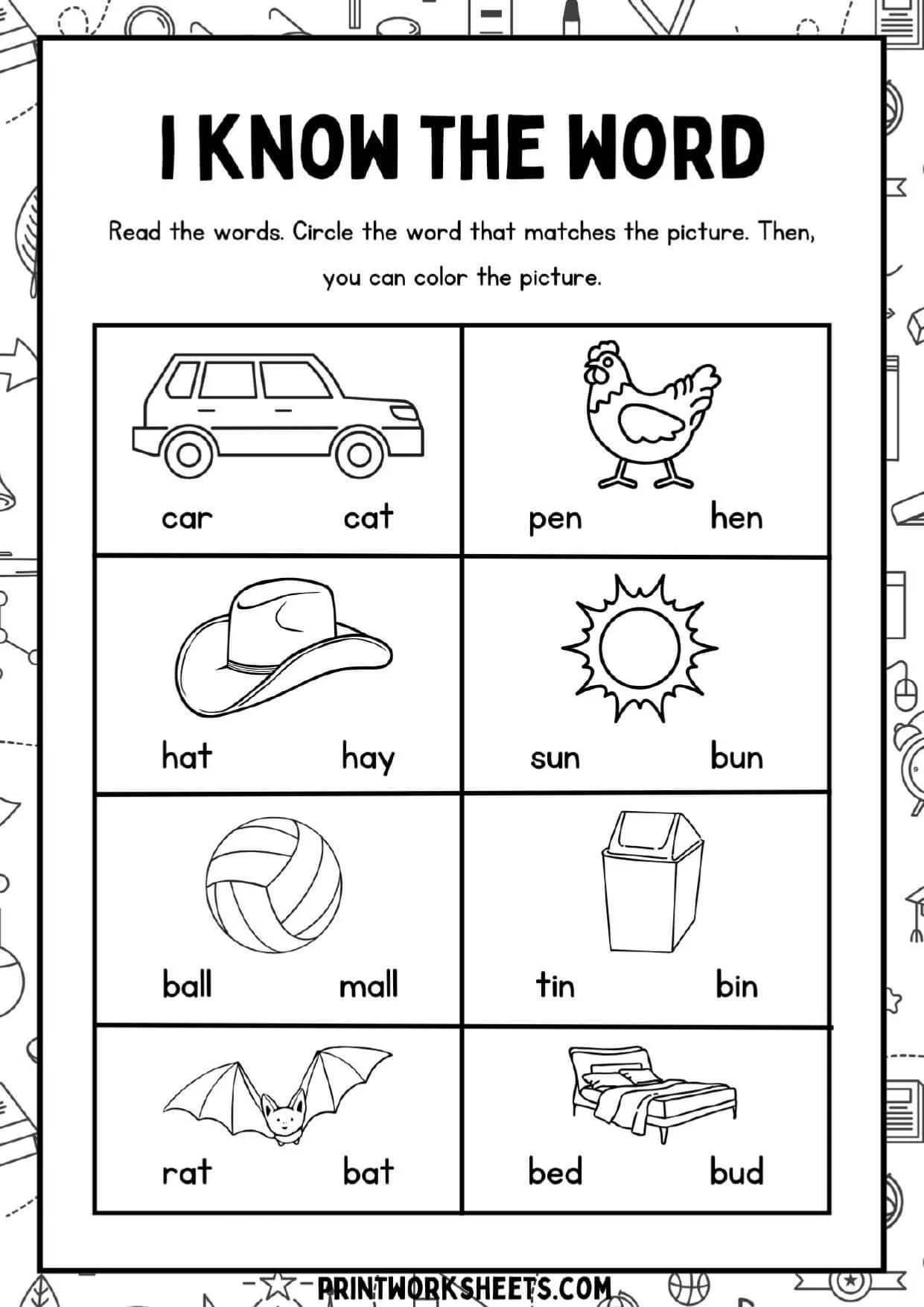 Phonics Worksheets Worksheet - Picture-to-Word Detective Game – Kindergarten Reading & CVC Word Recognition (Free PDF) | Free Printable