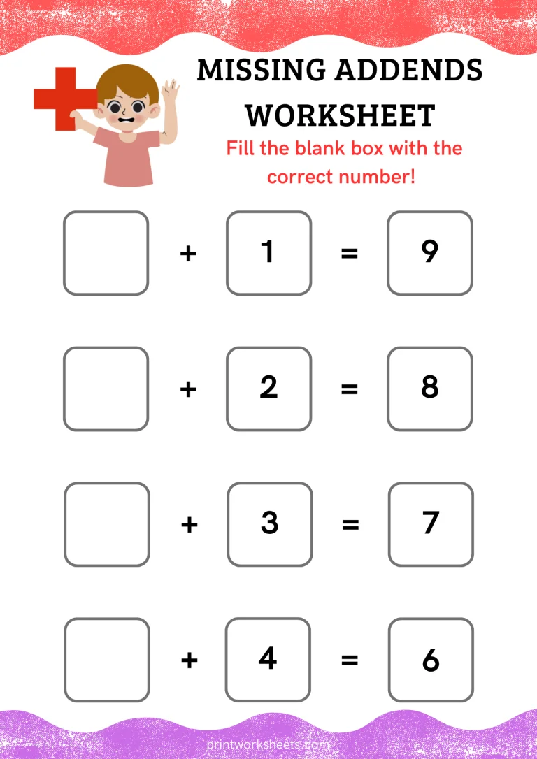 Missing-Addends-Worksheet-2 Missing Addends Addition Worksheets