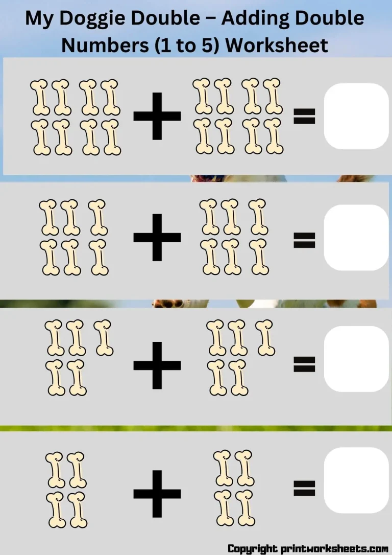 Addition Doubles Worksheets Free Animal
