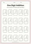 One Digit Addition Worksheet