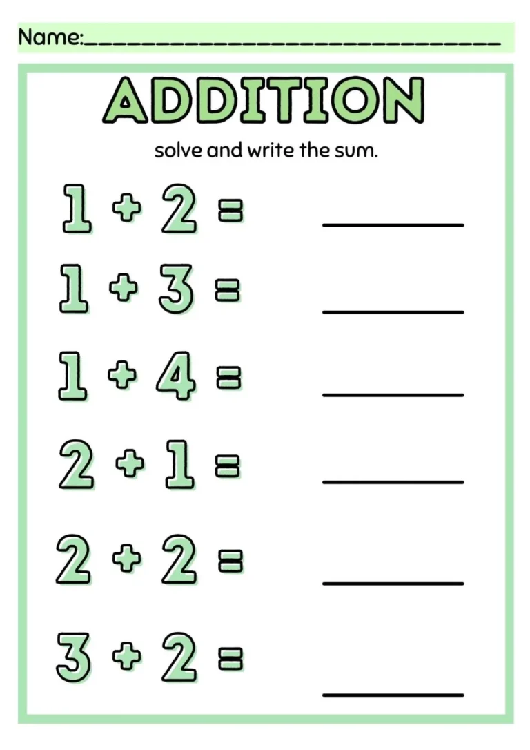 Simple Addition and Subtraction Worksheet