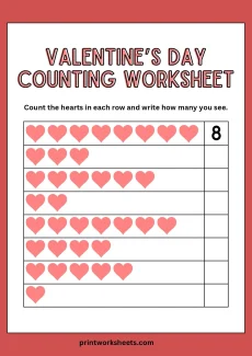 Counting Worksheets Worksheet - Easy Valentine’s Day Counting Practice | Free Printable