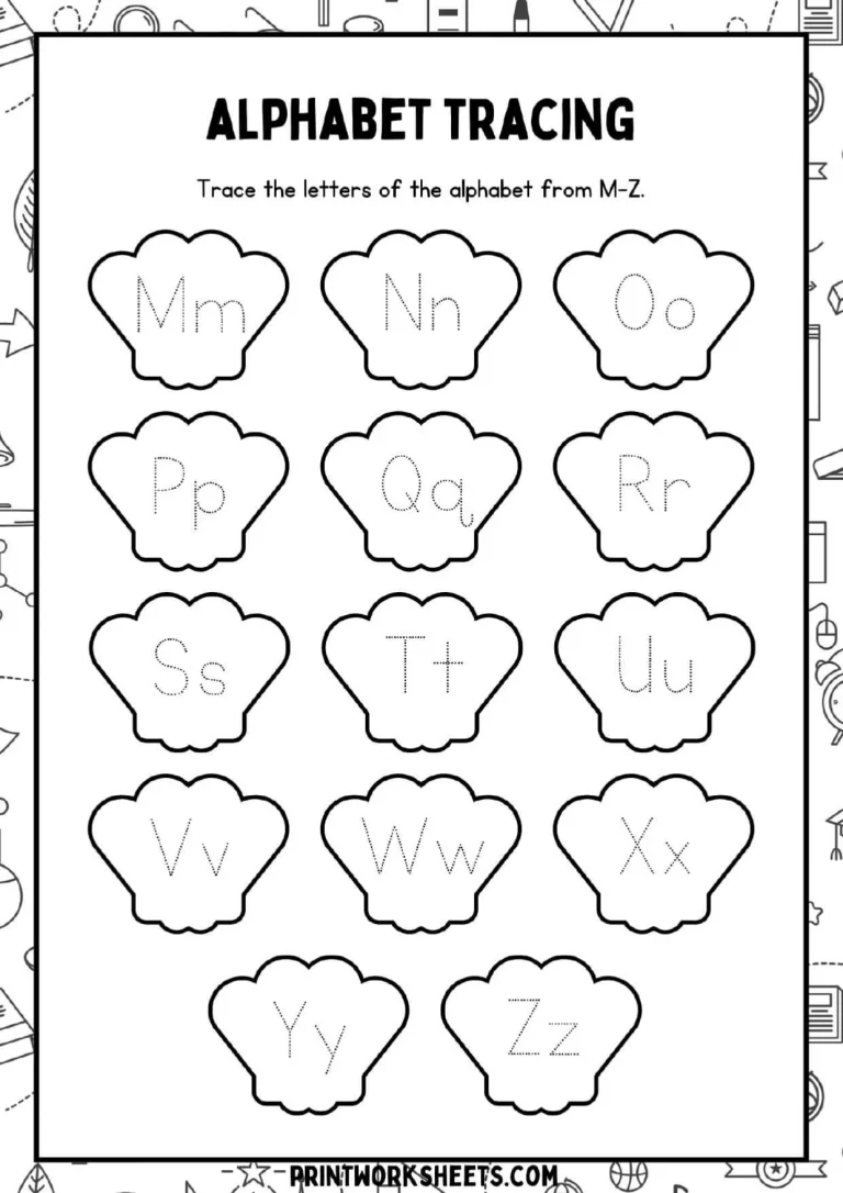 alphabet tracing m-z