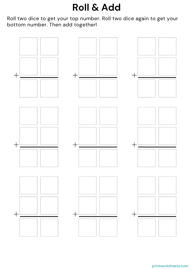 Double-Digit Addition Tic-Tac-Toe Worksheet