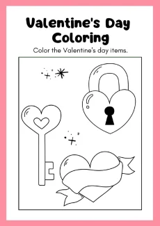 Coloring Pages Worksheet - Valentine’s Day Love Symbols Coloring Page | Free Printable