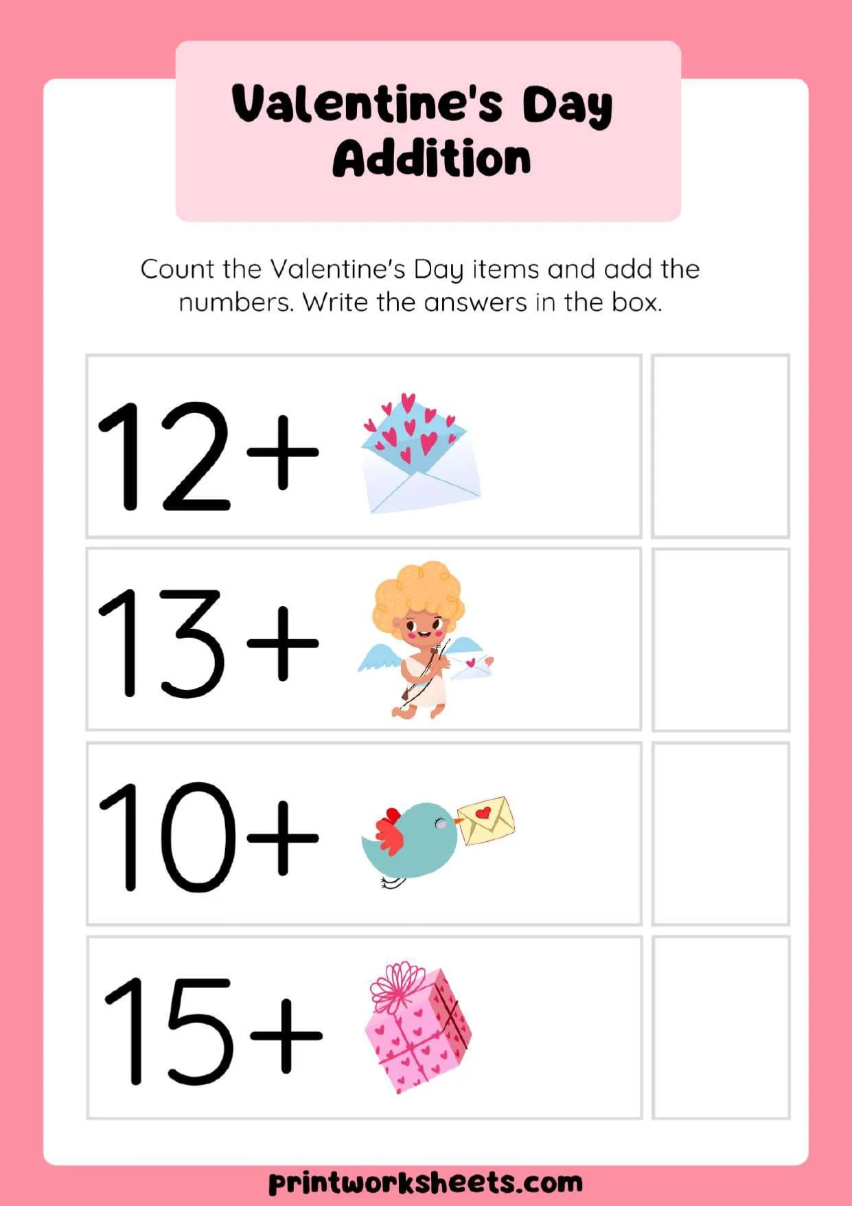 Addition Worksheets Worksheet - Valentine Picture Addition Worksheet | Free Printable