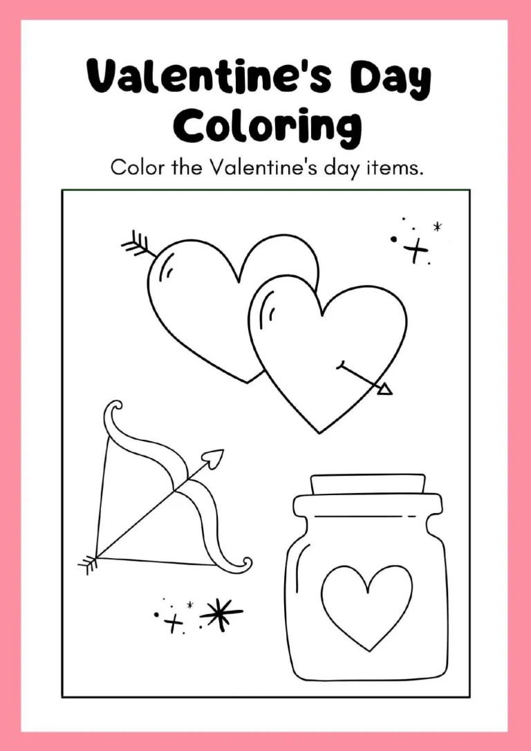Cupid's Arrows and Love Hearts Coloring
