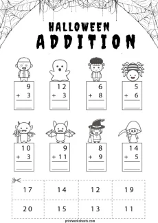 Addition Worksheets Worksheet - 1st Grade Halloween Addition Worksheets PDF – Spooky Sums for Early Math Practice | Free Printable