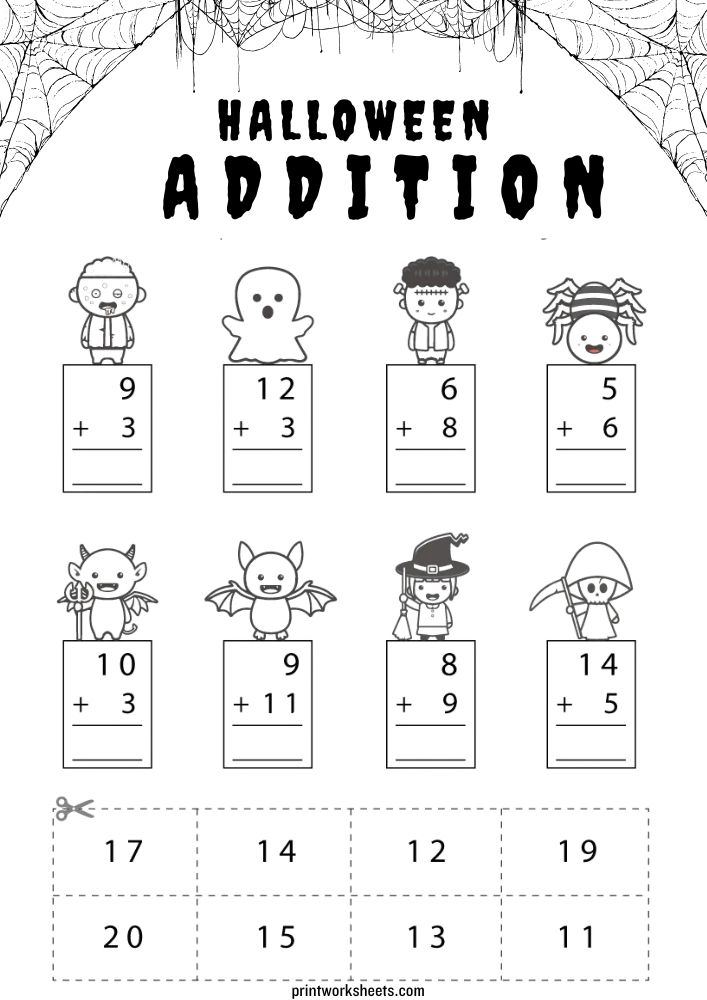 Download 1st Grade Halloween Addition Worksheets PDF – Spooky Sums for Early Math Practice - Free Addition Worksheets Worksheet Addition Worksheets Worksheet - 1st Grade Halloween Addition Worksheets PDF – Spooky Sums for Early Math Practice | Free Printable