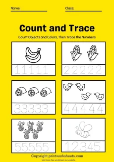 Number Tracing Worksheets Worksheet - Count and Trace Numbers 1-5 Worksheet (Free PDF) | Free Printable