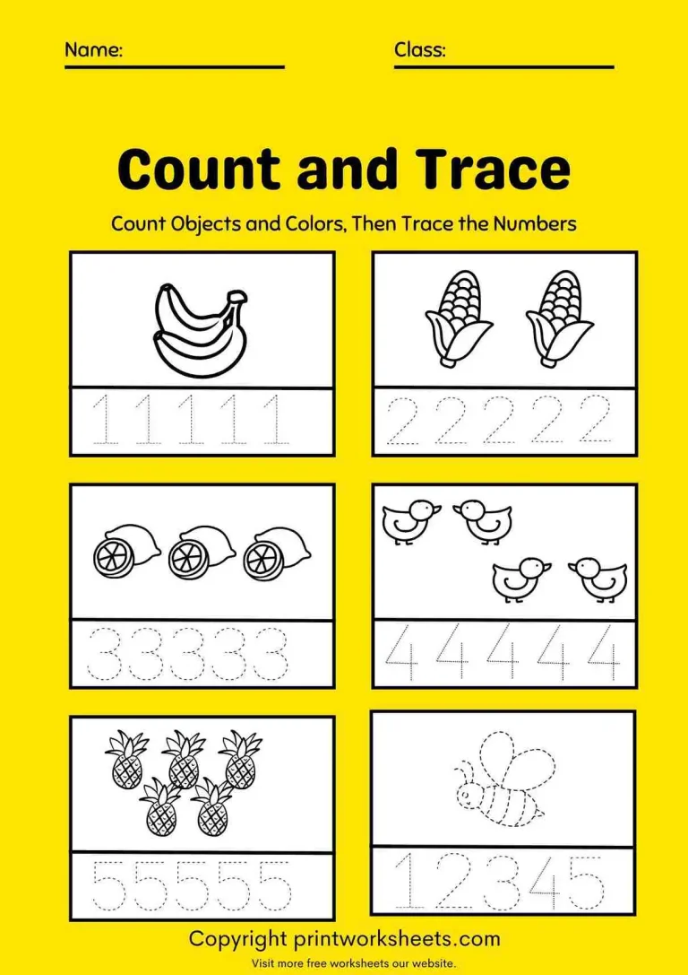count and trace numbers 1-5 worksheet