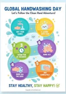 Health Worksheets Worksheet - Free Global Handwashing Day Poster for Kids | Free Printable