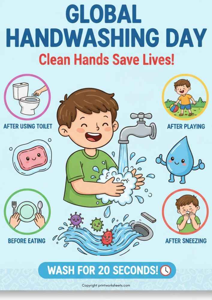 Download Global Handwashing Day Poster Printable - Free Global Handwashing Day Worksheet Global Handwashing Day Worksheet - Global Handwashing Day Poster Printable | Free Printable