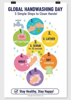Health Worksheets Worksheet - Global Handwashing Day Poster Free Printable Chart | Free Printable
