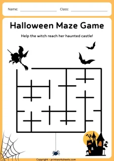 Games & Puzzles Worksheet - Halloween Maze Game – Help the Witch Reach Her Haunted Castle (Free Printable) | Free Printable