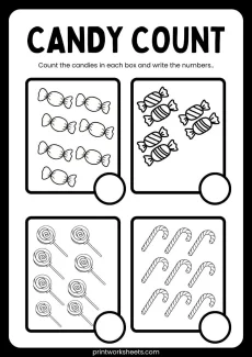 Counting Worksheets Worksheet - Halloween Math Worksheet – Candy Count for Preschool & Kindergarten (Free Printable) | Free Printable