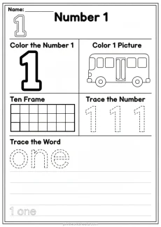 Counting Worksheets Worksheet - Number 1 Worksheet: Fun & Free Printable for Kindergarten Kids | Free Printable