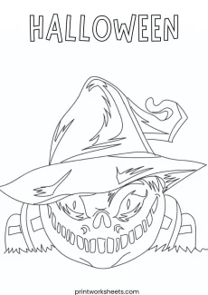 Coloring Pages Worksheet - Scary Halloween Coloring Pages – Free Printable for Kids & Adults | Free Printable