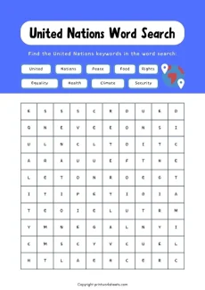 Games & Puzzles Worksheet - Free United Nations Day Word Search Worksheet for Kids | Free Printable