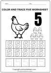 trace and color number 5 worksheet