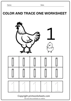 Number Tracing Worksheets Worksheet - Preschool Color and Trace Number 1 Worksheets (Free PDF) | Free Printable