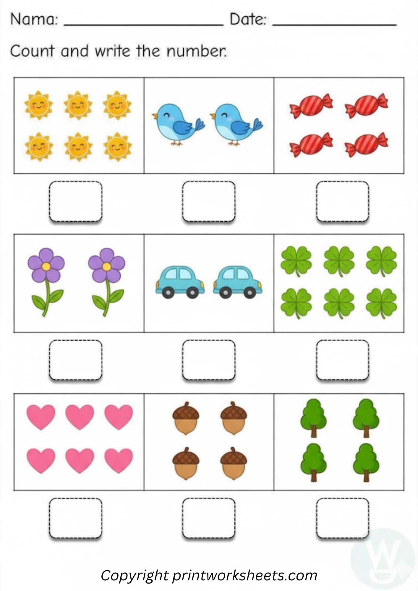 Counting Worksheets Worksheet - Counting Numbers 1-10 Worksheets For Kindergarten PDF | Free Printable