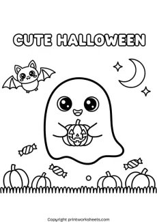 Coloring Pages Worksheet - Halloween Coloring Pages for Toddlers – Friendly Ghost & Pumpkins | Free Printable