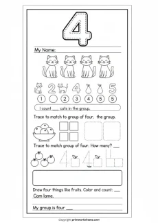 Number Recognition Worksheets Worksheet - Free Printable Number 4 Worksheets for Kindergarten | Free Printable