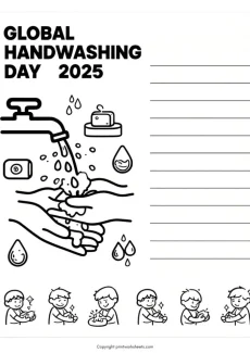 Coloring Pages Worksheet - Global Handwashing Day 2025 Theme Coloring Page | Free Printable