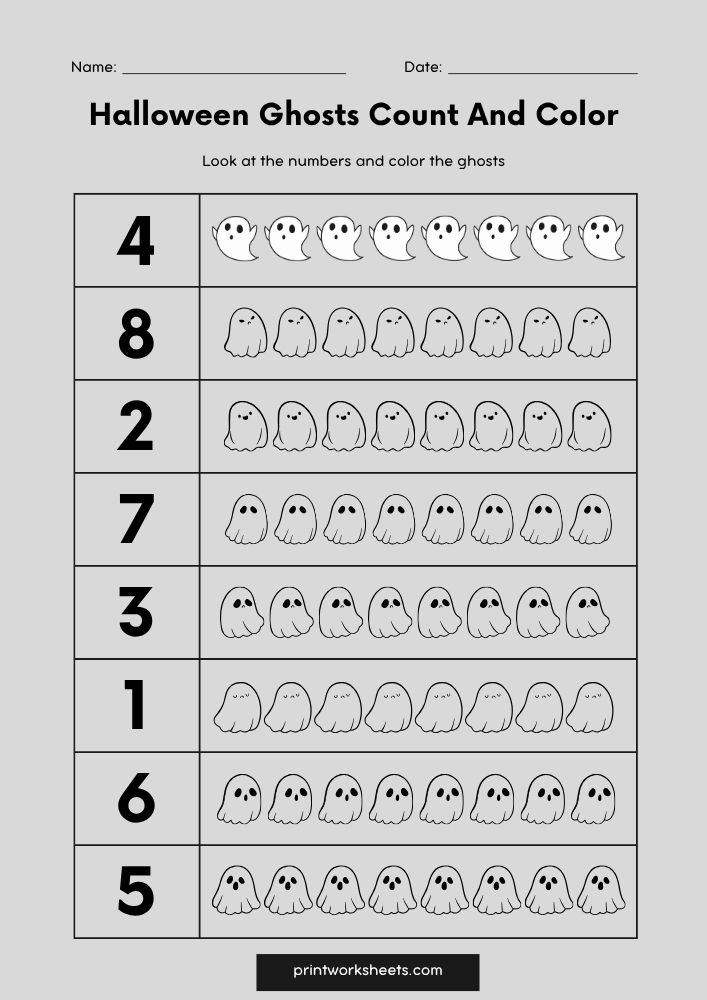 Download Free Halloween Ghost Counting Worksheet for Kids - Free Halloween Worksheets Worksheet Halloween Worksheets Worksheet - Free Halloween Ghost Counting Worksheet for Kids | Free Printable