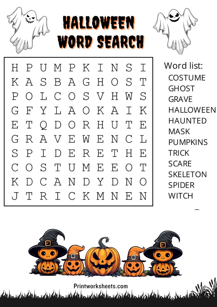 Download Halloween Word Search Kindergarten Worksheet – Free Printable for Early Learners - Free Halloween Worksheets Worksheet Halloween Worksheets Worksheet - Halloween Word Search Kindergarten Worksheet – Free Printable for Early Learners | Free Printable