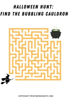 Games & Puzzles Worksheet - Halloween Maze Printable for Kids – Find the Bubbling Cauldron Activity | Free Printable