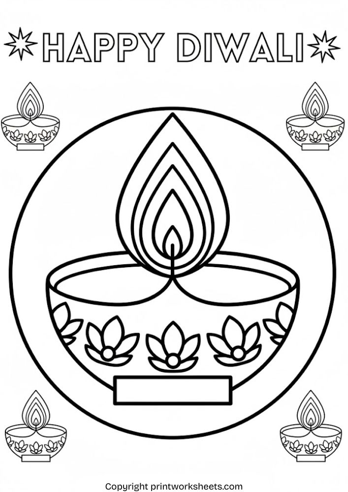 Download Diwali Coloring Pages for Kids – Simple Diya Design (Free Printable) - Free Coloring Pages Worksheet Coloring Pages Worksheet - Diwali Coloring Pages for Kids – Simple Diya Design (Free Printable) | Free Printable