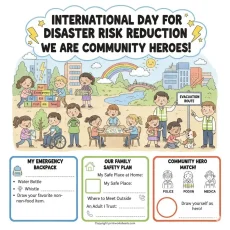 Social Studies Worksheets Worksheet - International Day for Disaster Risk Reduction Community Heroes Worksheet | Free Printable