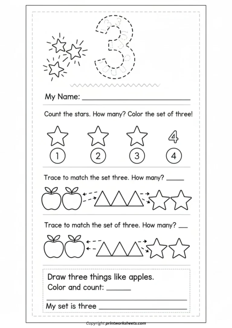 Kindergarten number 3 counting PDF