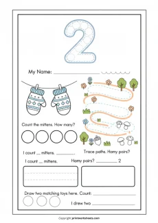 Number Recognition Worksheets Worksheet - Number 2 Worksheet for Kindergarten Free Printable | Free Printable