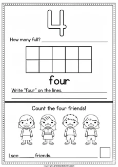 Number Recognition Worksheets Worksheet - Number 4 Worksheets for Kindergarten | Free Printable