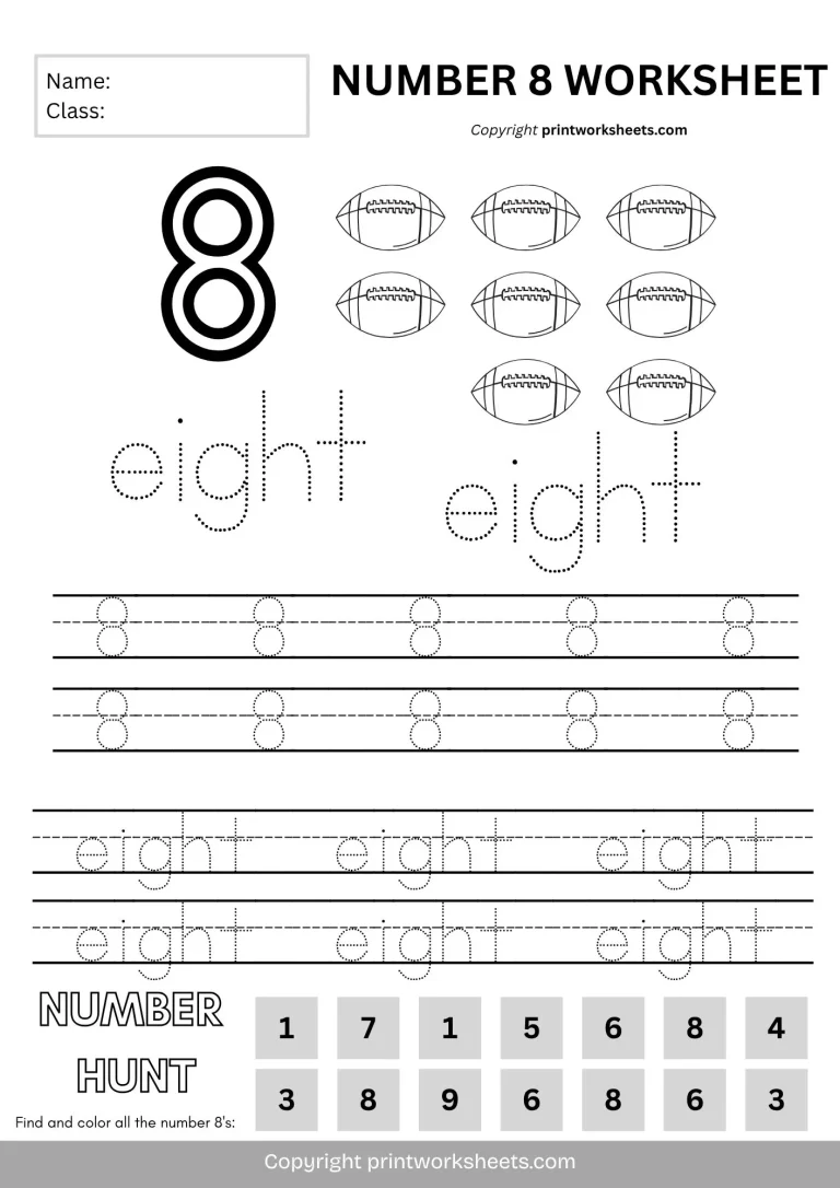 learning number 8 worksheet